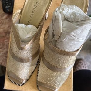 Tan gold beeded sandals